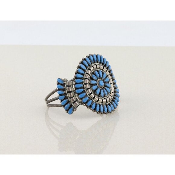 Sterling Silver Lapis Lazuli Cuff Bracelet M B Sterling 6 1/2" adjustable - Picture 9 of 9